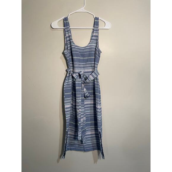 Marine Layer Brea Striped Tie Front Knee Length Cotton Dress - Picture 2 of 10